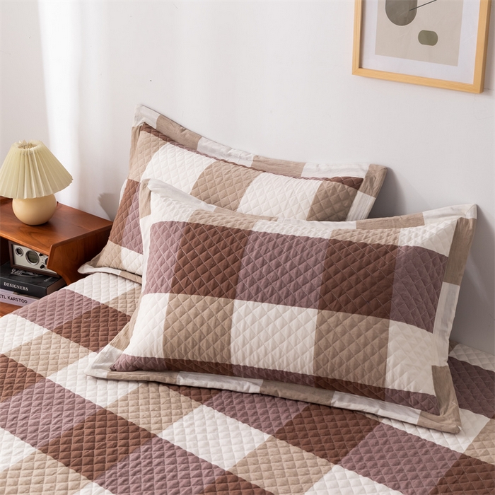 91家纺网 家纺一手货源 找家纺 优乐家纺 2025新款全棉四件套水洗纯棉夹棉绗缝加厚被罩 咖大格