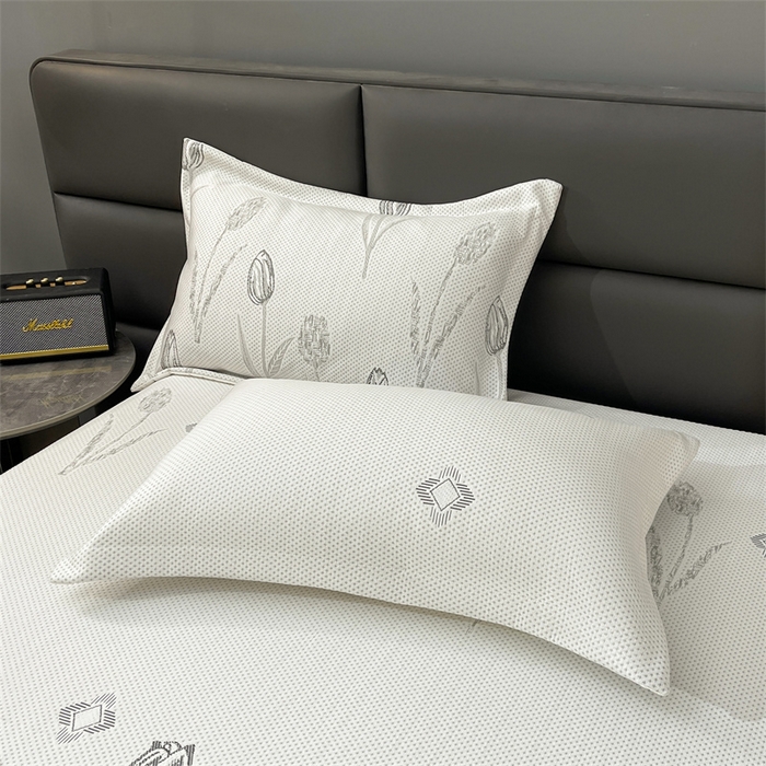 91家纺网 家纺一手货源 找家纺 恒爱2024新款冰感豆豆床单款凉席 水仙百合-灰