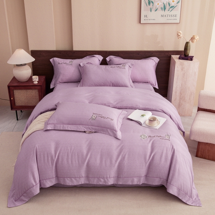 91家纺网 家纺一手货源 找家纺 绒博士 2024新款120支天丝棉四件套-玛奇朵 紫色