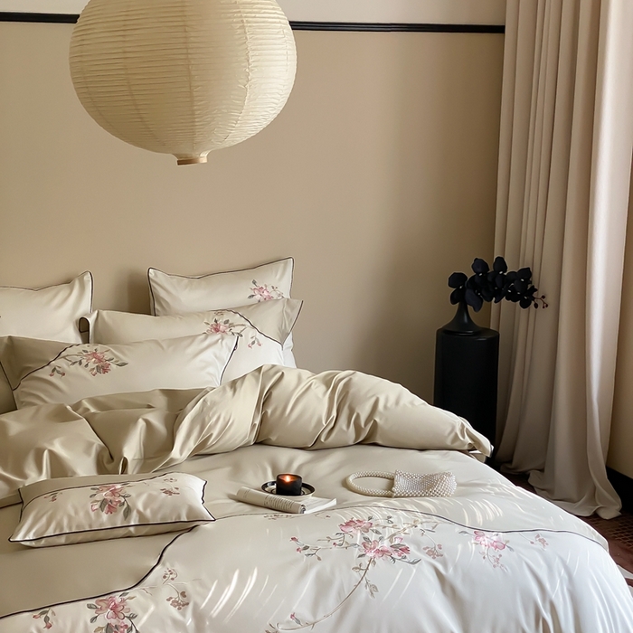 91家纺网 家纺一手货源 找家纺 MIU缪家居-2024新款100支全棉四件套-点春枝 点春枝（绿）