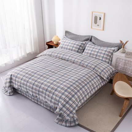 优乐家纺 2025新款全棉四件套水洗纯棉夹棉绗缝加厚被罩 纽爱格兰
