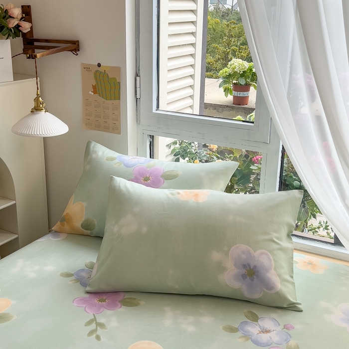 91家纺网 家纺一手货源 找家纺 优眠坊 2025新款全棉单床笠 仙花