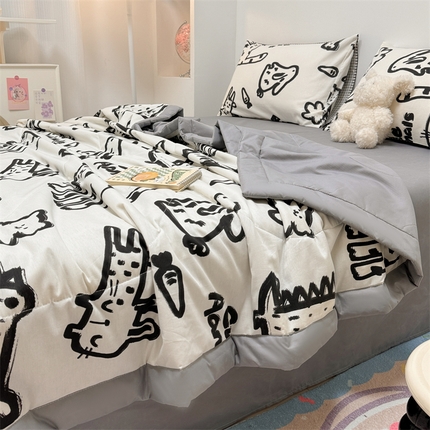 91家纺网 家纺一手货源 找家纺 简宜家居（朝初家纺） 2025新款40支全棉大豆夏被 简笔画