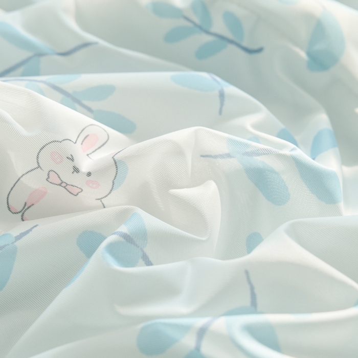 91家纺网 家纺一手货源 找家纺 吾诺家居 2024新款凉感冰柔丝印花夏被 叶子兔