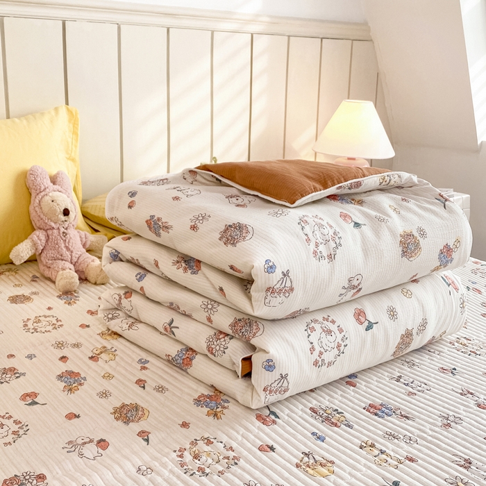 91家纺网 家纺一手货源 找家纺 （总）羋多家纺 2024新款麻绳印花小米棉夏被云感泡芙棉被子泡泡纱单夏被（另有单独床盖）