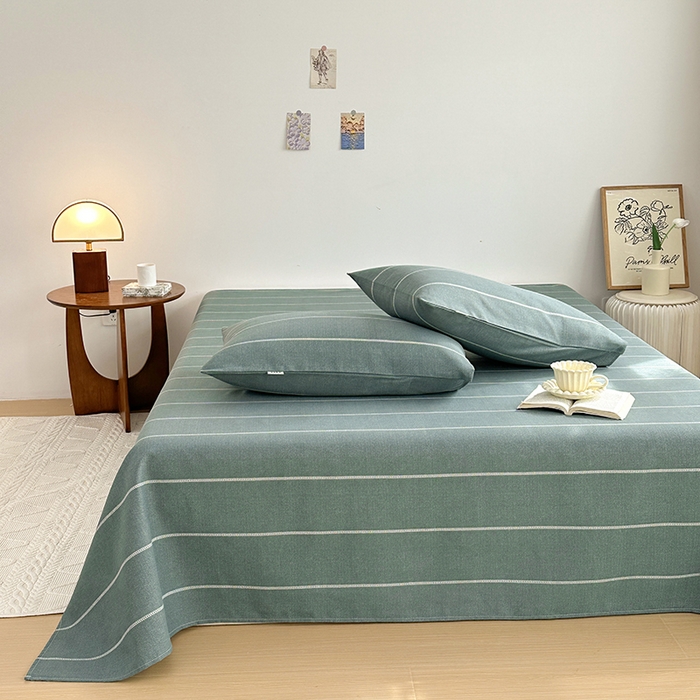 91家纺网 家纺一手货源 找家纺 雨洋2025新款直播爆款老粗布凉席 墨绿细条