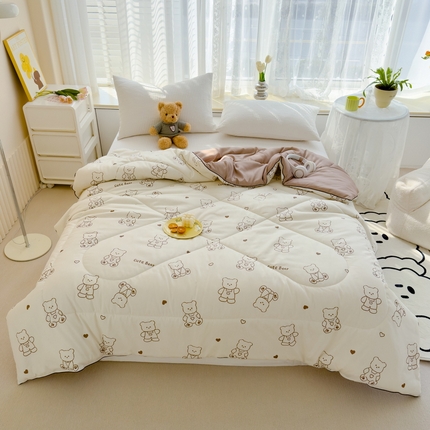 花言狐语 2025新款A类水洗泡泡棉大豆纤维夏凉被 爱心小熊