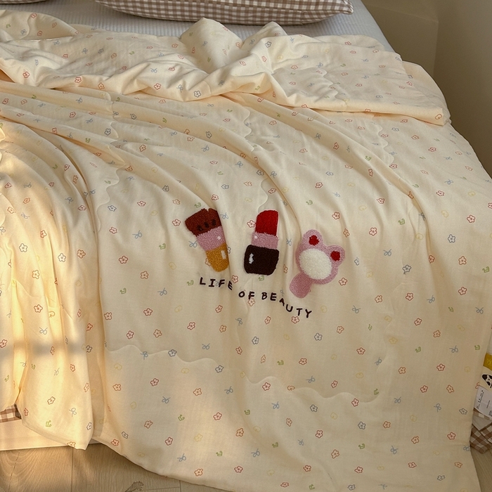91家纺网 家纺一手货源 找家纺 洋铭区（原狠狠爱） 2024新款双层纱毛巾绣夏被 美妆公主