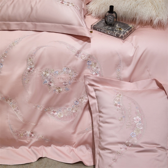 91家纺网 家纺一手货源 找家纺 红番天家居馆 2025新款全棉长绒棉绣花工艺四件套-怡悦系列 怡悦 美男粉