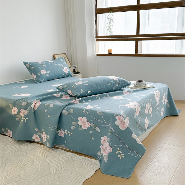 91家纺网 家纺一手货源 找家纺 雨洋2025新款直播爆款老粗布凉席 花语漫舞