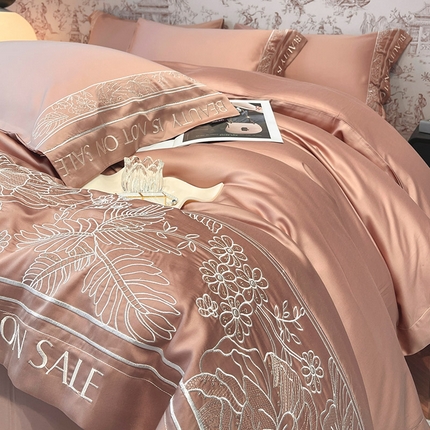 91家纺网 家纺一手货源 找家纺 （总） 2024新款Ａ类母婴级凉感真丝夏季裸睡丝滑床单床笠轻奢刺绣四件套