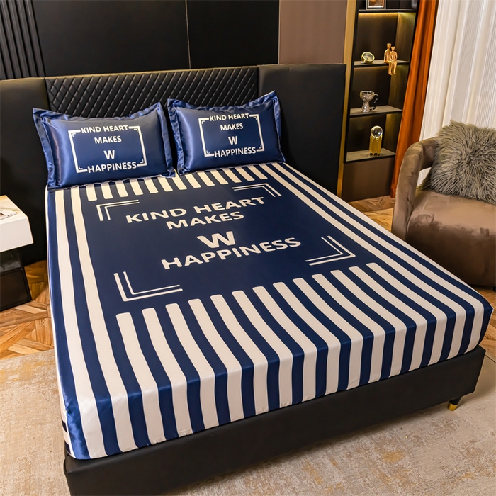 91家纺网 家纺一手货源 找家纺 梦舒羽 2025新款大版可水洗冰丝床笠宿舍床垫保护套三件套 开心一刻