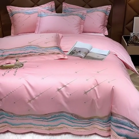 91家纺网 家纺一手货源 找家纺 红番天家居馆 2025新款长绒棉系列四件套-罗马之恋 简爱玉