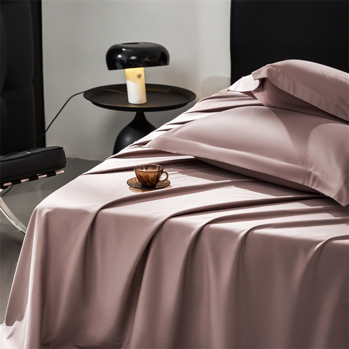 91家纺网 家纺一手货源 找家纺 秀色家纺 2025新款高端酒店纯色50支贡缎长绒棉床单单件纯棉全棉贡缎可裸睡单双人 莫奈-香芋紫