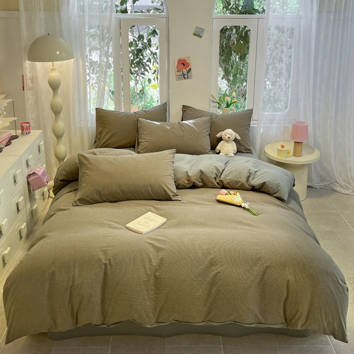 91家纺网 家纺一手货源 找家纺 喜居 2024新款全棉色织被套单被套纯棉被套全棉被套 小千鸟绿