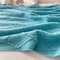 91家纺网 家纺一手货源 找家纺 朴尔家纺-毛巾被 2024新款菱形格条纹流苏手工针织毯 湖蓝色