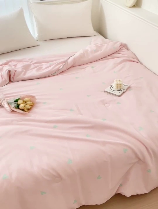 91家纺网 家纺一手货源 找家纺 春光里 2024新款萌趣夏被夏凉被被子被芯 波点爱心