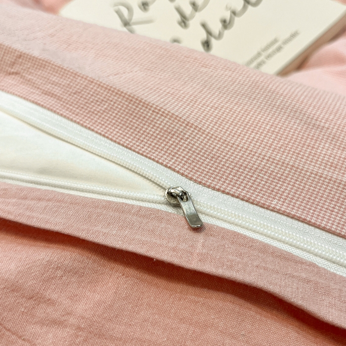 91家纺网 家纺一手货源 找家纺 喜居 2024新款全棉色织被套单被套纯棉被套全棉被套 小千鸟粉