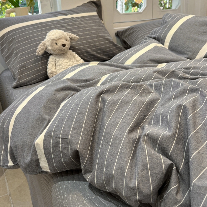 91家纺网 家纺一手货源 找家纺 喜居 2024新款全棉色织被套单被套纯棉被套全棉被套 光阴灰