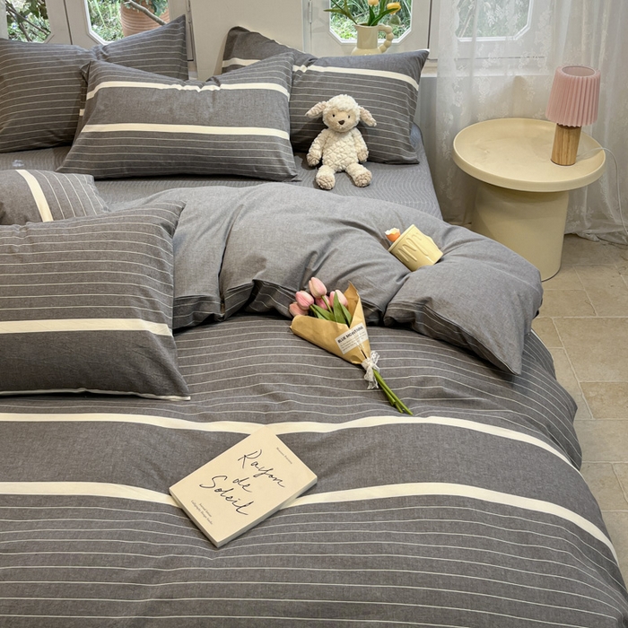 91家纺网 家纺一手货源 找家纺 喜居 2024新款全棉色织被套单被套纯棉被套全棉被套 光阴灰