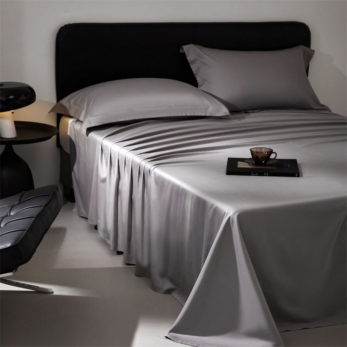91家纺网 家纺一手货源 找家纺 秀色家纺 2025新款高端酒店纯色50支贡缎长绒棉床单单件纯棉全棉贡缎可裸睡单双人 莫奈-典雅灰