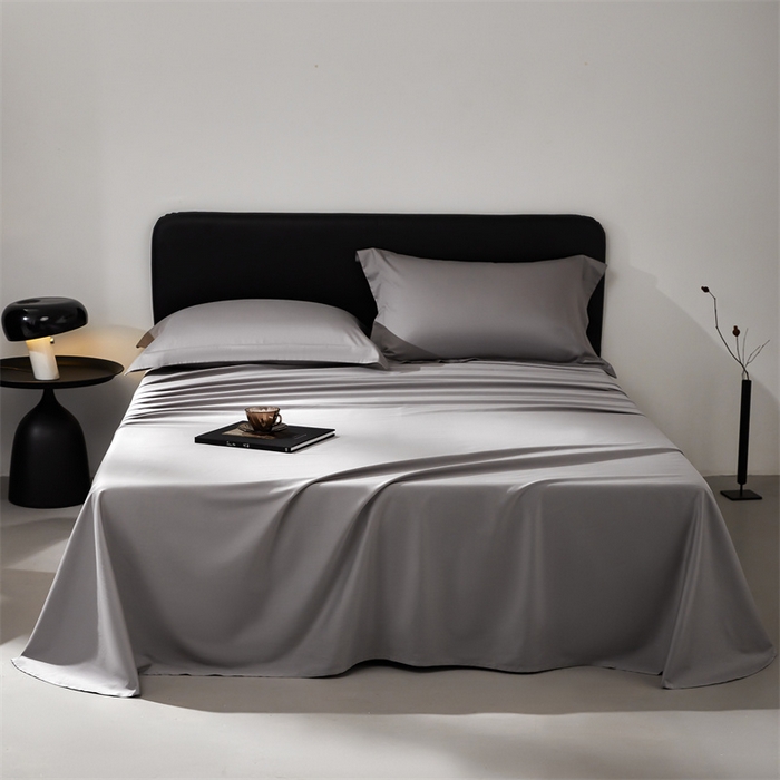 91家纺网 家纺一手货源 找家纺 秀色家纺 2025新款高端酒店纯色50支贡缎长绒棉床单单件纯棉全棉贡缎可裸睡单双人 莫奈-典雅灰