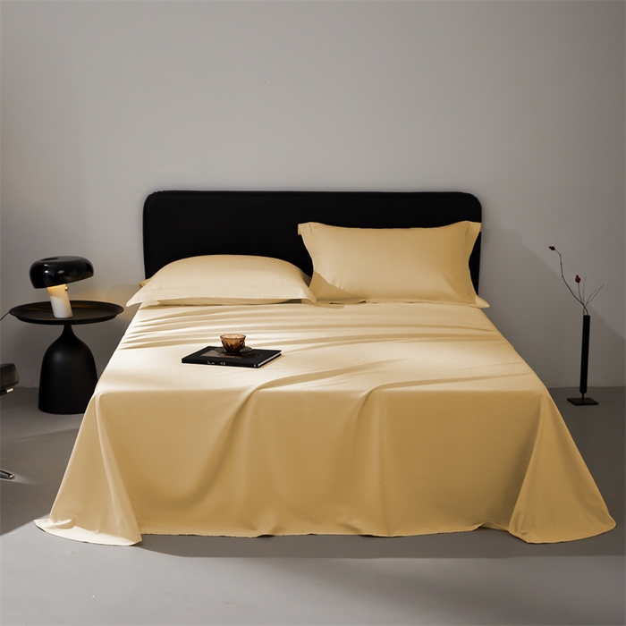 91家纺网 家纺一手货源 找家纺 秀色家纺 2025新款高端酒店纯色50支贡缎长绒棉床单单件纯棉全棉贡缎可裸睡单双人 莫奈-奶茶米