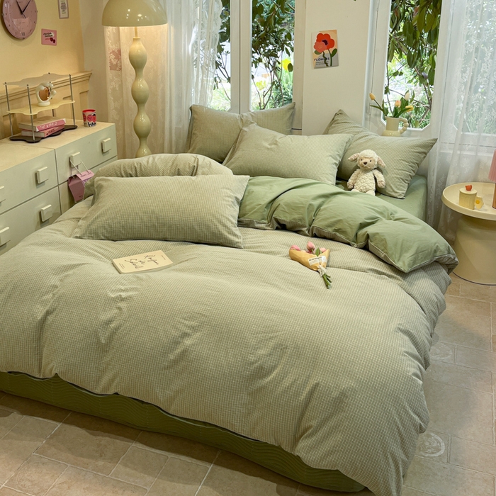 91家纺网 家纺一手货源 找家纺 喜居 2024新款全棉色织被套单被套纯棉被套全棉被套 初春格