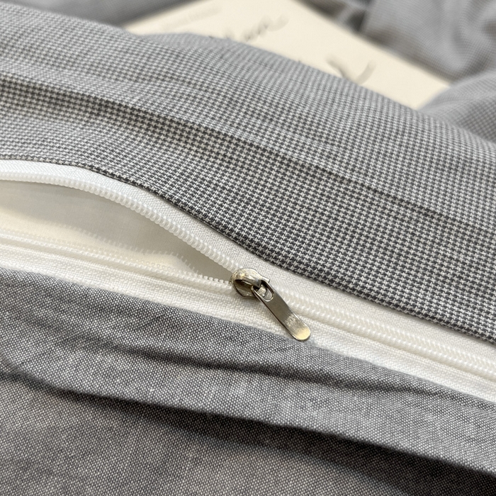 91家纺网 家纺一手货源 找家纺 喜居 2024新款全棉色织被套单被套纯棉被套全棉被套 小千鸟灰