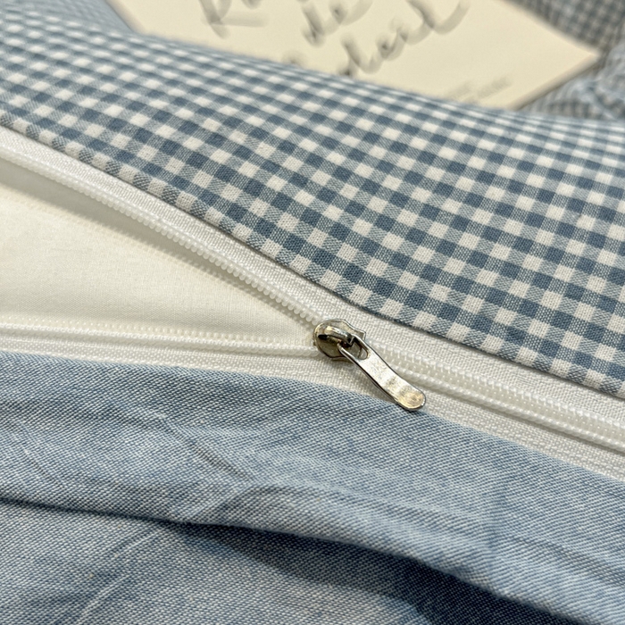 91家纺网 家纺一手货源 找家纺 喜居 2024新款全棉色织被套单被套纯棉被套全棉被套 小小格蓝