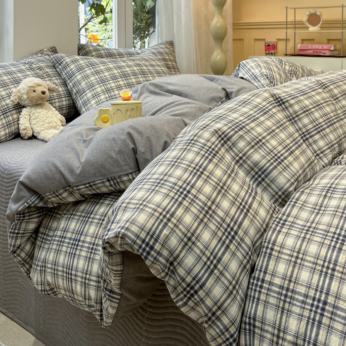 91家纺网 家纺一手货源 找家纺 喜居 2024新款全棉色织被套单被套纯棉被套全棉被套 格调灰