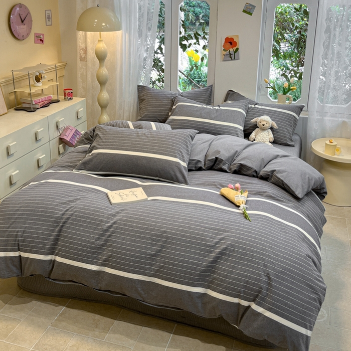 91家纺网 家纺一手货源 找家纺 喜居 2024新款全棉色织被套单被套纯棉被套全棉被套 光阴灰