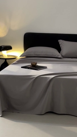 91家纺网 家纺一手货源 找家纺 秀色家纺 2025新款高端酒店纯色50支贡缎长绒棉床单单件纯棉全棉贡缎可裸睡单双人 莫奈-帝王灰