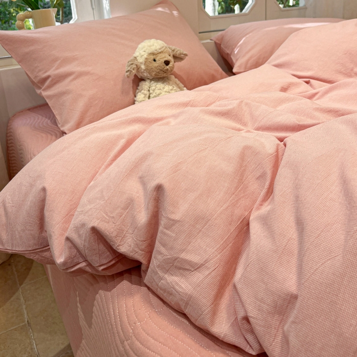 91家纺网 家纺一手货源 找家纺 喜居 2024新款全棉色织被套单被套纯棉被套全棉被套 小千鸟粉