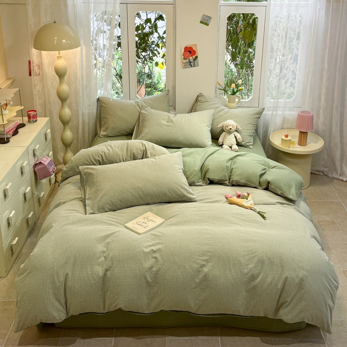 91家纺网 家纺一手货源 找家纺 喜居 2024新款全棉色织被套单被套纯棉被套全棉被套 初春格