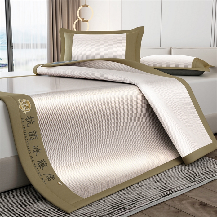 91家纺网 家纺一手货源 找家纺 鑫姿席业 2025新款渐变款亲肤舒适5A抗菌冰丝席 秋香驼（床席款）