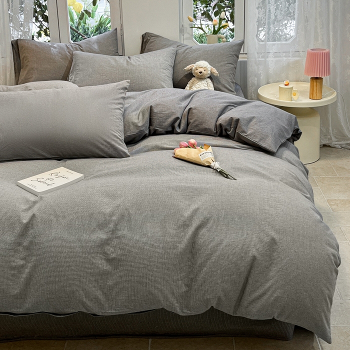91家纺网 家纺一手货源 找家纺 喜居 2024新款全棉色织被套单被套纯棉被套全棉被套 小千鸟灰