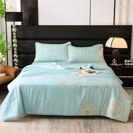91家纺网 家纺一手货源 找家纺 你好美丽 2025新款凉感丝绣花0.6乳胶凉席夏被四件套-盛世年华 艾青