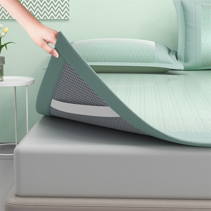 91家纺网 家纺一手货源 找家纺 鑫姿席业 2025新款亲肤舒适5A抗菌冰丝席 云水绿（床席款）