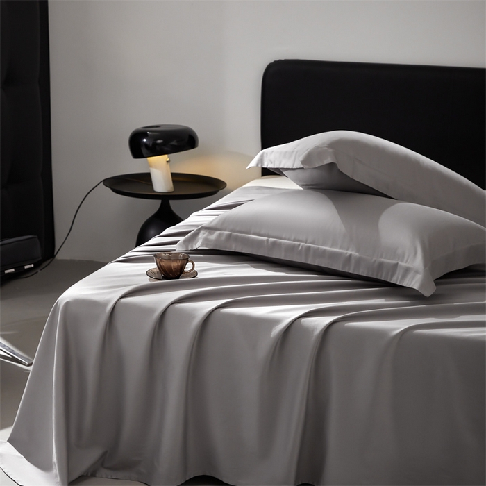 91家纺网 家纺一手货源 找家纺 秀色家纺 2025新款高端酒店纯色50支贡缎长绒棉床单单件纯棉全棉贡缎可裸睡单双人 莫奈-典雅灰