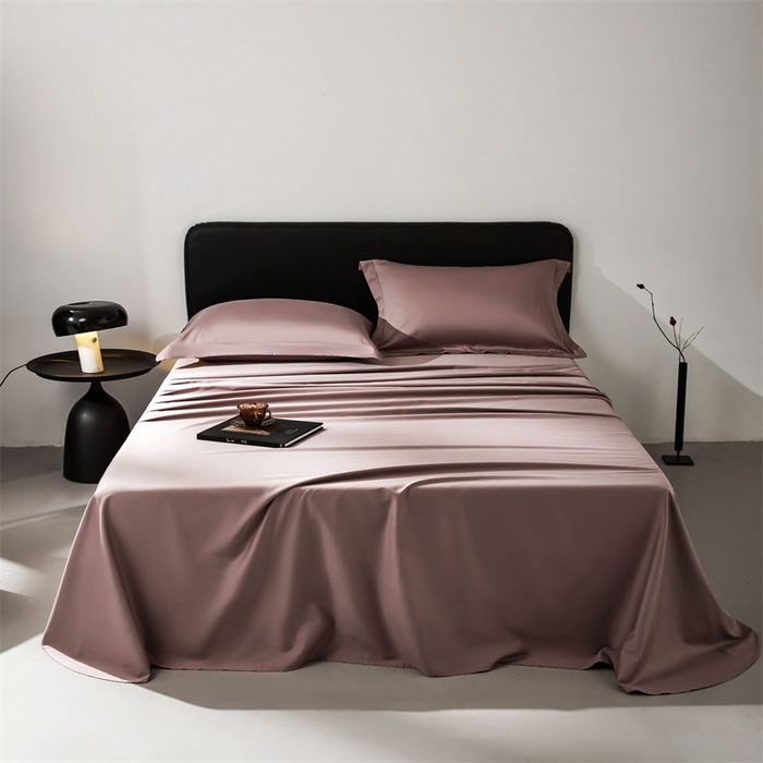 91家纺网 家纺一手货源 找家纺 秀色家纺 2025新款高端酒店纯色50支贡缎长绒棉床单单件纯棉全棉贡缎可裸睡单双人 莫奈-香芋紫