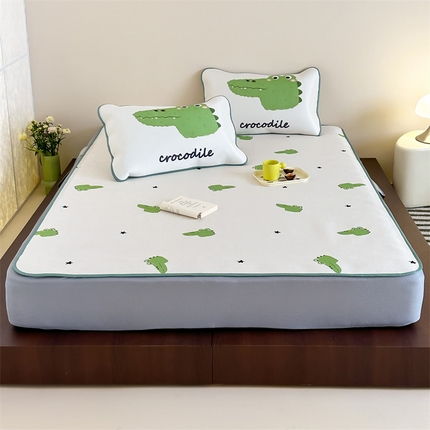 三味舒屋 2025新款ins韩风小卡通数码印花冰丝席-床笠款 科迪-床笠款