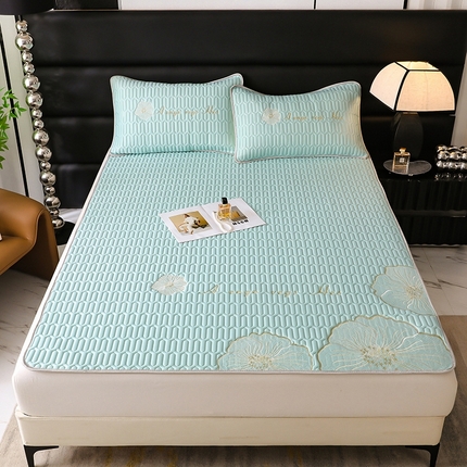 91家纺网 家纺一手货源 找家纺 你好美丽 2025新款凉感丝绣花0.6乳胶凉席三件套-盛世年华 艾青