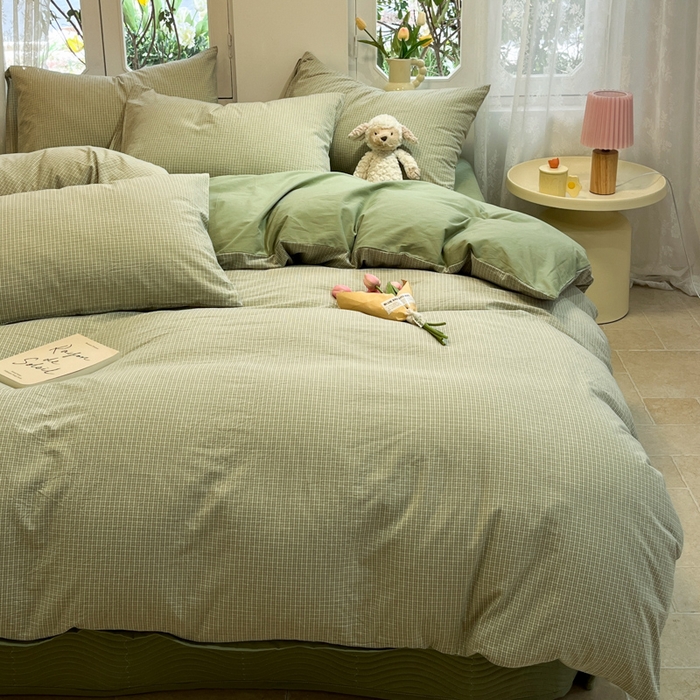 91家纺网 家纺一手货源 找家纺 喜居 2024新款全棉色织被套单被套纯棉被套全棉被套 初春格