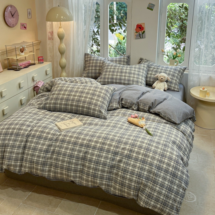 91家纺网 家纺一手货源 找家纺 喜居 2024新款全棉色织被套单被套纯棉被套全棉被套 格调灰