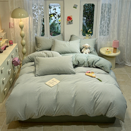 91家纺网 家纺一手货源 找家纺 （总）喜居 2024新款全棉色织床盖四件套纯棉四件套全棉四件套床笠款四件套