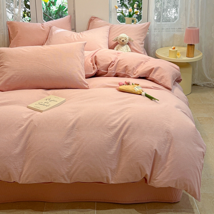 91家纺网 家纺一手货源 找家纺 喜居 2024新款全棉色织被套单被套纯棉被套全棉被套 小千鸟粉