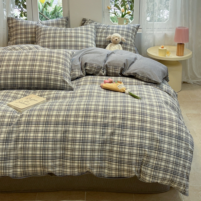 91家纺网 家纺一手货源 找家纺 喜居 2024新款全棉色织被套单被套纯棉被套全棉被套 格调灰