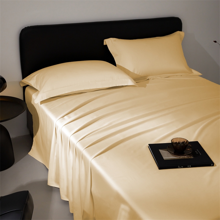 91家纺网 家纺一手货源 找家纺 秀色家纺 2025新款高端酒店纯色50支贡缎长绒棉床单单件纯棉全棉贡缎可裸睡单双人 莫奈-奶茶米