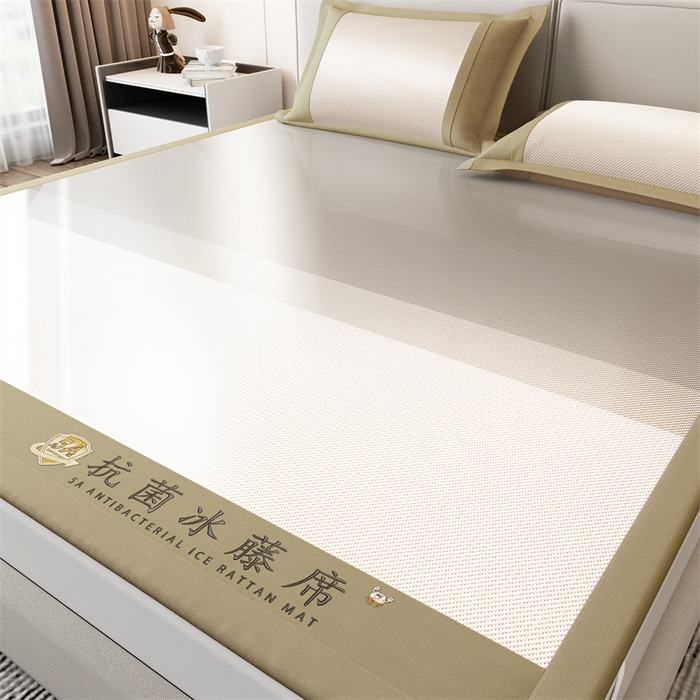 91家纺网 家纺一手货源 找家纺 鑫姿席业 2025新款渐变款亲肤舒适5A抗菌冰丝席 秋香驼（床席款）